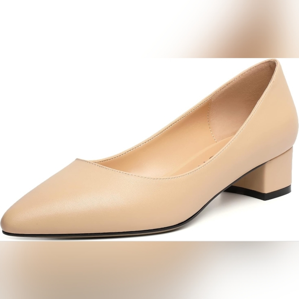 BRAND NEW NWT Classic Pointed Toe Block Nude Neutral Kitten Heels 11